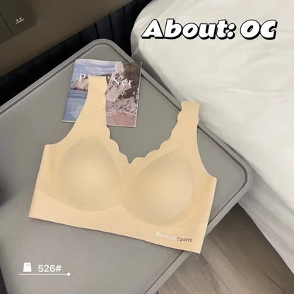 A /B / C Fixed Cup Seamless   Oversized Bra Thin Push Up  Women Underwear