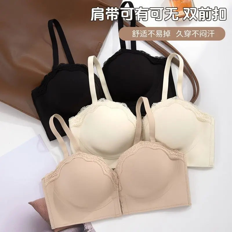 Ultimate Push Up Bra 12cm Padded Front Closure Strapless Plunge Bra for Small Chest Extreme Lift Invisible Back Comfort Wear