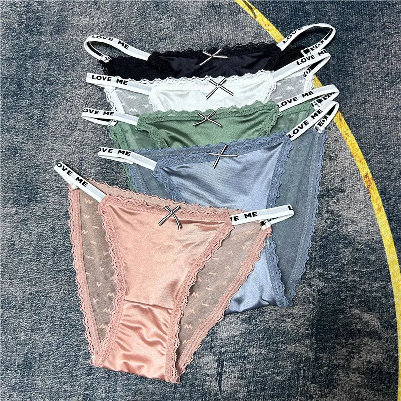Women's Lace Bow Panties Comfort Hollow Out Briefs Heart Underwear Woman Sexy Pantys Intimates Underpants M L XL
