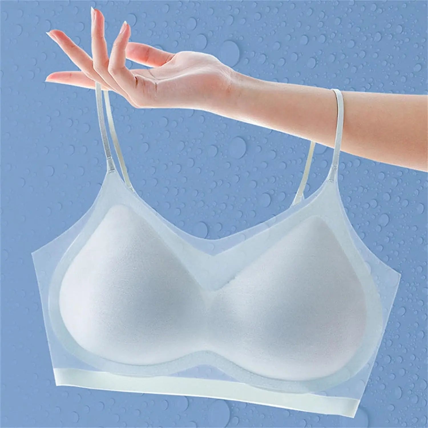 Ultra-thin Ice Silk Padded Bra Seamless Underwear Women's Thin Section Sling Beautiful Back Vest Tops Big Chest Small Sleep Bra
