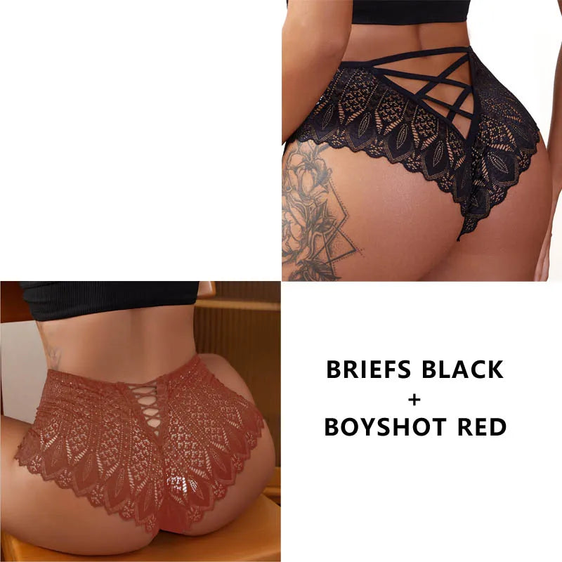CINOON 2PCS/Set New Panties Women Lace Underwear Sexy Low-Waist Briefs Hollow Out G String Underpant Embroidery Female Lingerie