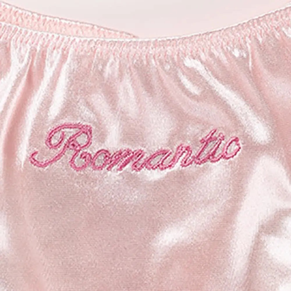 Sweet Pink Satin Silk Ruffle Thong Sexy Low Waist G-String Briefs for Women Ice Silk Underwear Female Intimates Lingerie