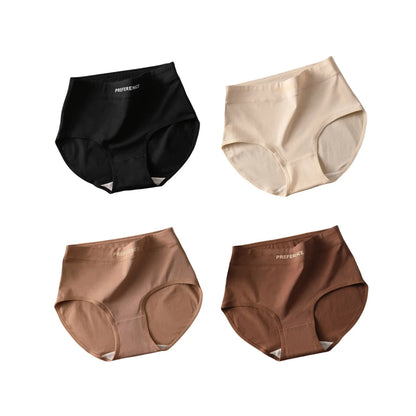4Pcs/Set Women's High-Waist Cotton Briefs Tummy Control Panties Soft & Breathable Underwear Plus Size Comfort Lingerie M-XXL