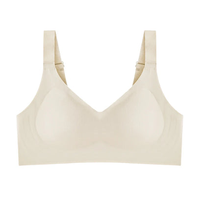 Women's Push-up Seamless Bra Wide Strap Latex Jelly Underwear Simple No-wire Sleeping Bra Large Size L-2XL