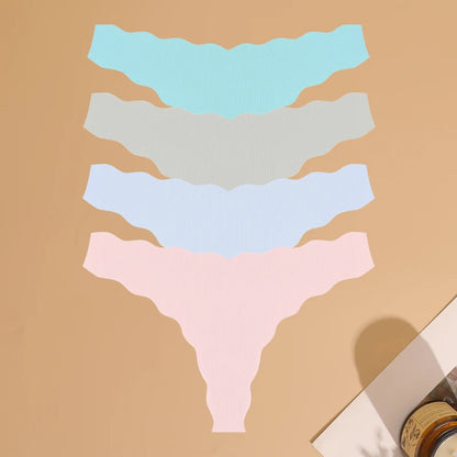 4pcs Seamless Knitting Underwear Women Ultra-Soft Panties Sexy Breathable Solid Thongs Female Low Waist Stretchy G-String T-Back