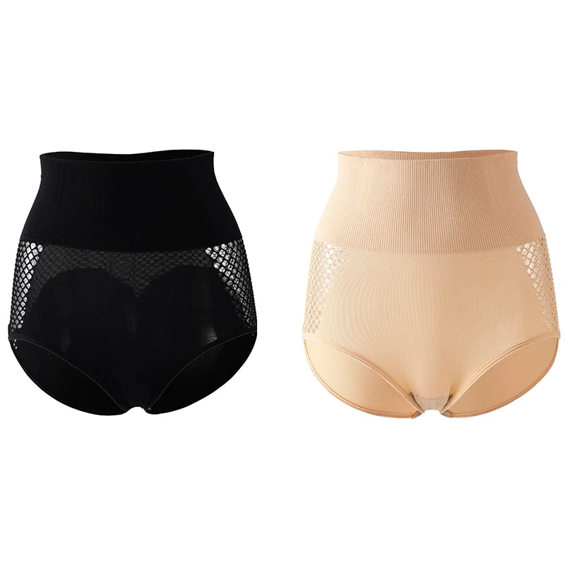 Flarixa 1/2/3Pcs Hollow Belly Control Shapewear Women Panties High Waist Double Layer Tummy Shaper Heart-shaped Hip Lift Pants