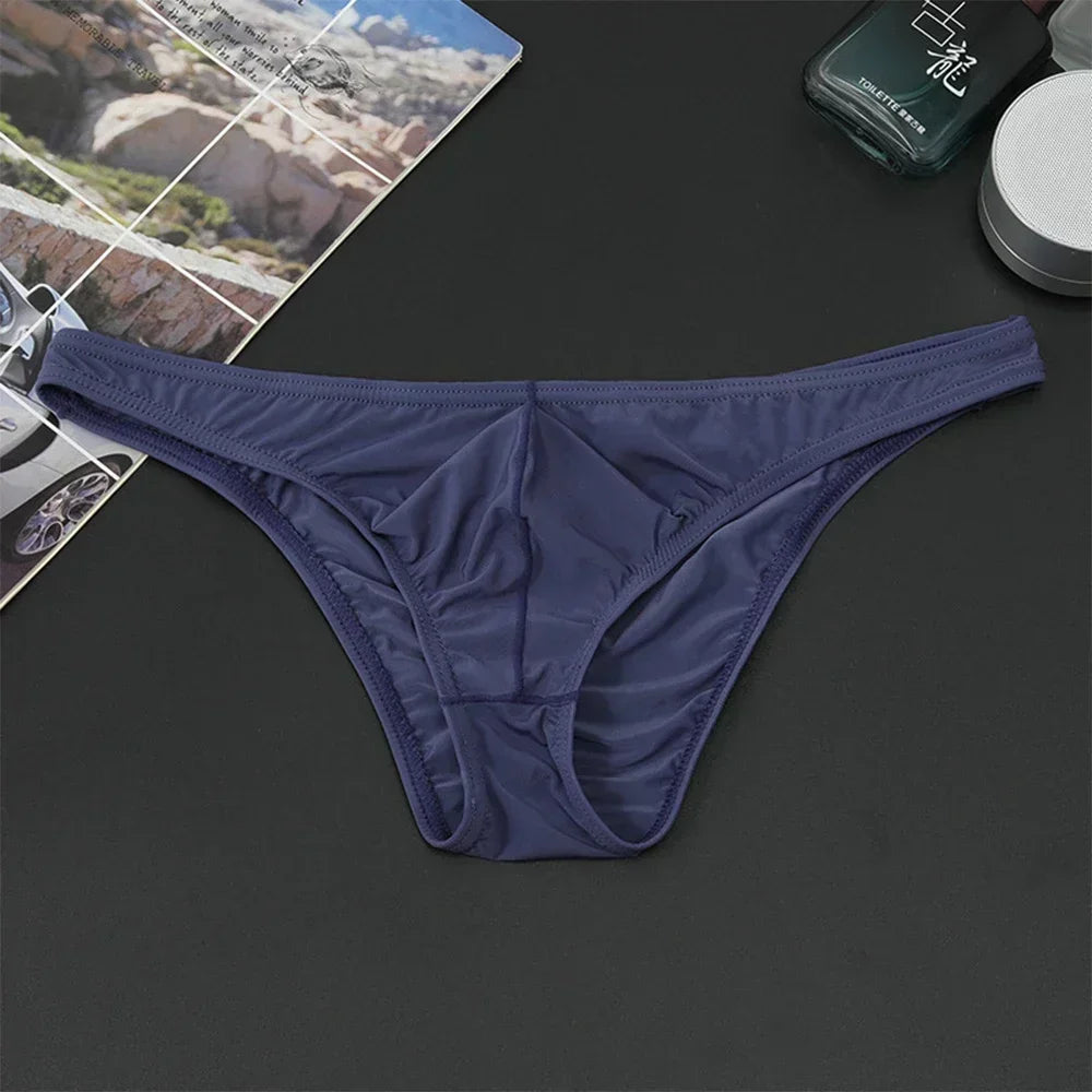 Men's Sexy Breifs Confortable Ice Silk Briefs Ultra-thin Transparent Breathable Underwear Low Waist Underpants Fashion Briefs