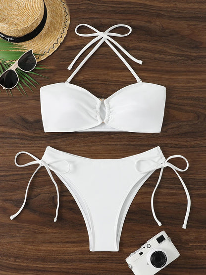 Sexy High Waist Bikini Beach Women's Swimsuit 2026 Two-piece Bathing Suit Woman Swimwear Bandeau Bikinis Sets Brazilian Biquini