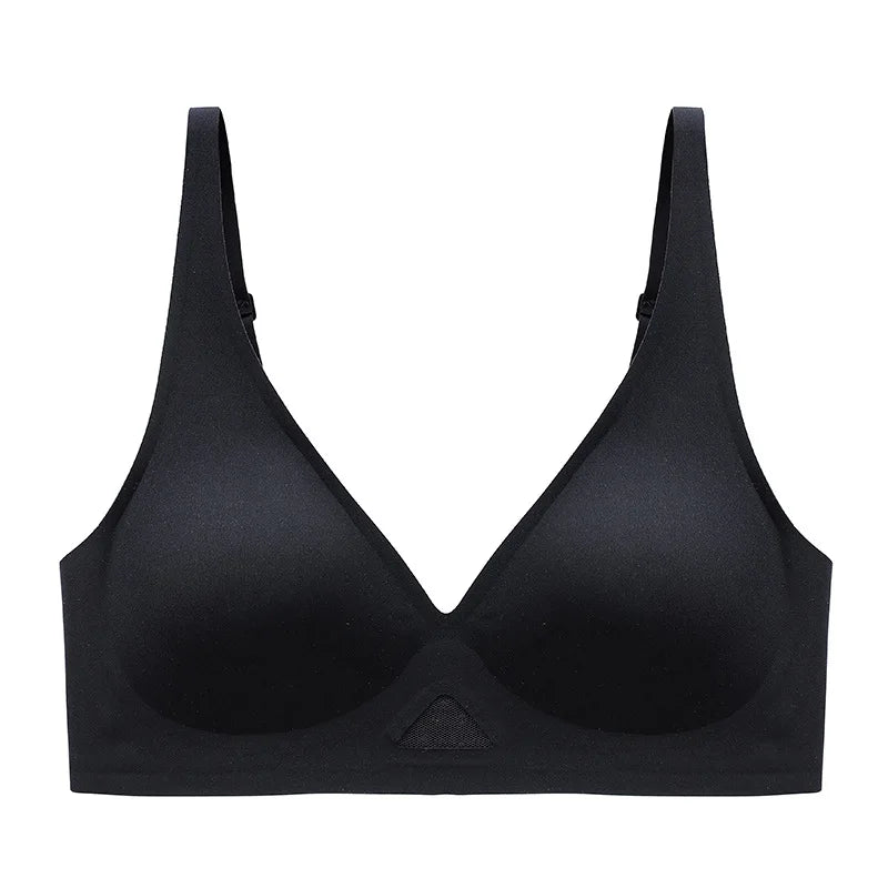 FINETOO Deep V Seamless Bra Women Sexy Hollow Underwear Ladies Comfortable Wireless Brassiere Soft Female 3/4 Cup Bras Lingerie