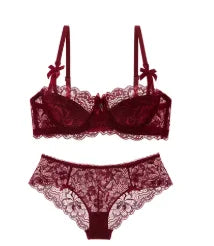 MOYISU Rabbit Ear AB Cup Pure Desire Girl Bra Set | Pull-up Bra with Bow | Breathable French lace Bra | Anti-slip Cup Date Night