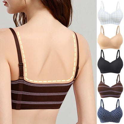 FallSweet Classical Red Plaid Push Up Bra for Women Seamless Wireless Bralette Female Invisible Brassiere Small Breasts Lingerie