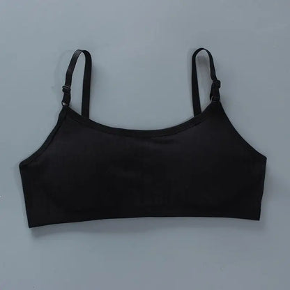 Girls Sports Bra Underwear Double Layer Thin Cotton Summer Suspender Bras with Breathable Sponge Pad No Steel Rings Training Bra