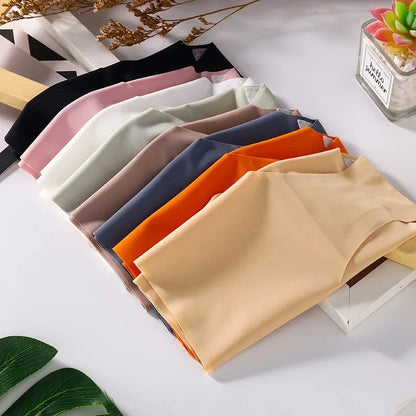 Seamless Silk Briefs Sexy Panties For Women Mid Waist Comfortable Girl Silk Panty Female Underpants Woman Lingerie  5 PCS/Set