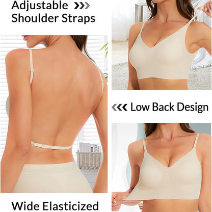Seamless Low Back Bra Support Multiway Wireless Backless Halter Padded Bralette Lifting Straps Convertible Bras