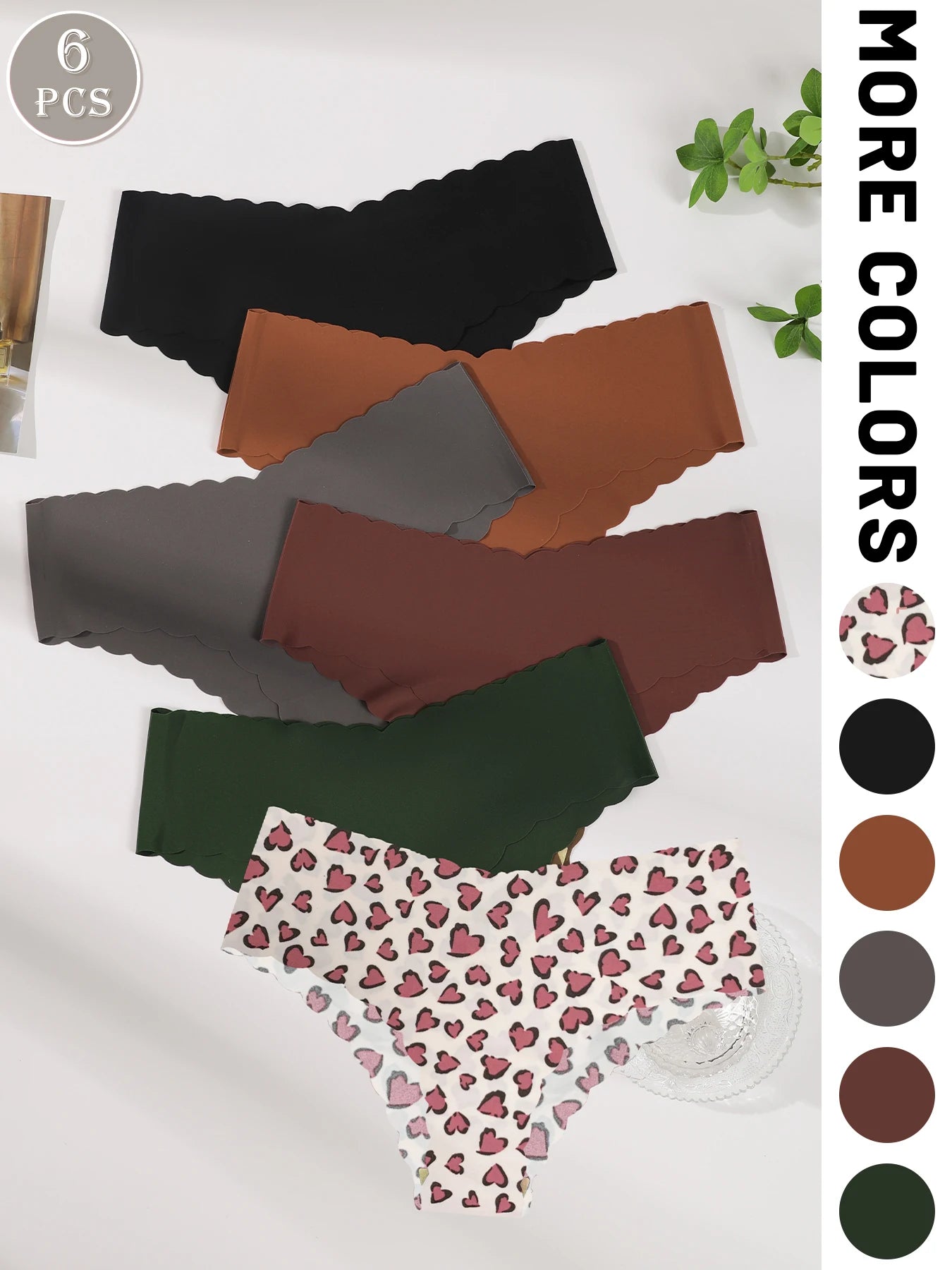 6-Pack Women's Underwear, Solid Color and Printed Mix, Seamless, Bare-Feel, Sexy and Comfortable Bikini Panties