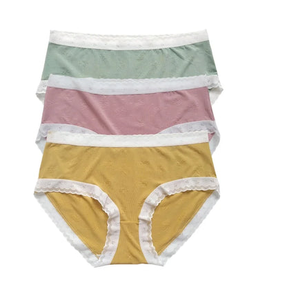 3Pcs/Set Low Rise Briefs Women Ice Silk Panties Breathable Seamless Underwear Solid Color Female Underpants Sexy Lingerie M-XL