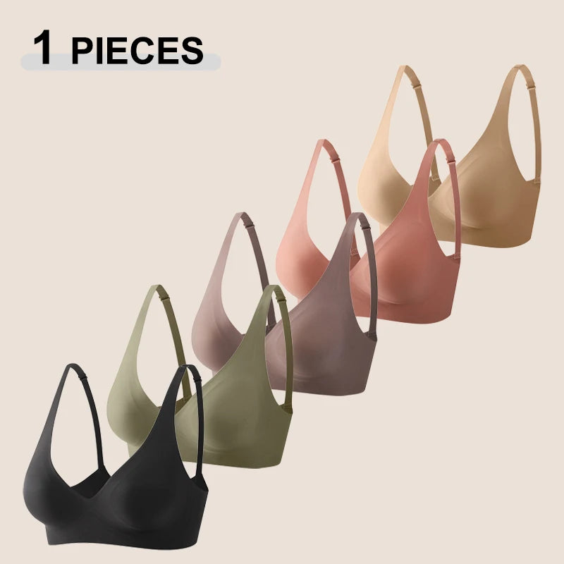 New Fashion Traceless Jelly Bra For Women Comfortable Wireless Push Up Brassiere Sexy Solid Color Seamless Intimate Underwear