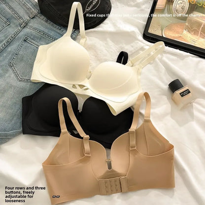 Wireless Bra for Small Chest Push Up Non Padded Seamless T-Shirt Bra Lift Gather Side Coverage Breathable Comfort Bras for Women