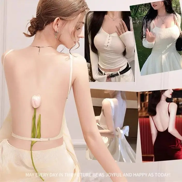 10CM Ultra Push Up Bra for Small Chest  Front Closure U-Back Sticky Strapless Bra for Backless Dresses Lift Plunge Cleavage