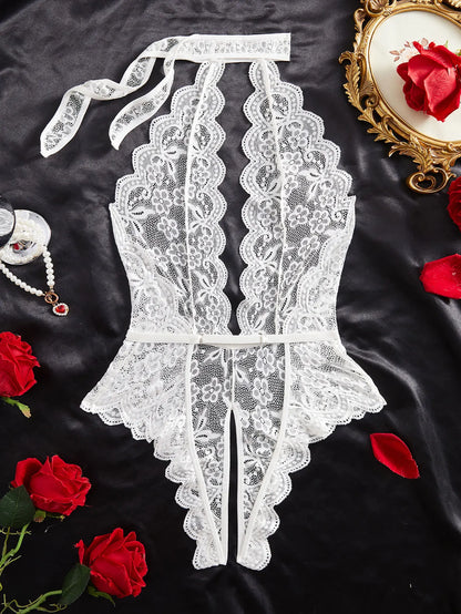 Transparent Lingeries Deep V Woman Underwear Set Backless G String Crotchless Bodysuit Push Up Bra And Panties Sets For Woman