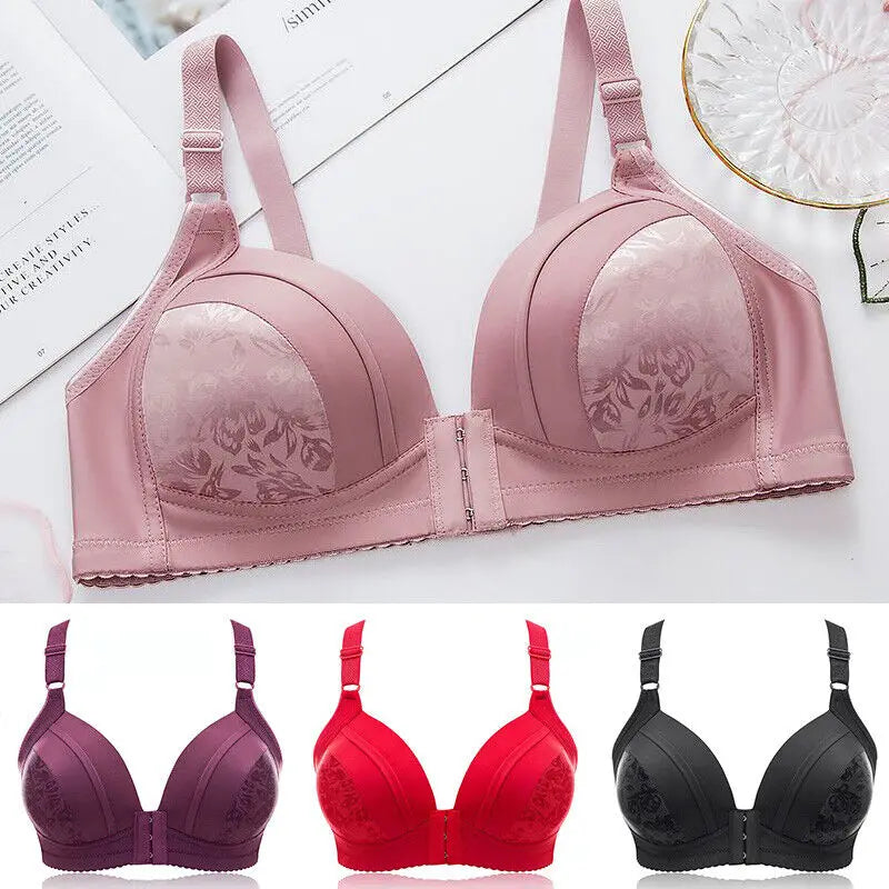 Women Front Button Bra Plus Size Thin Bralette Lingerie Mother's Cotton Wireless Underwear Sleep Bra Comfortble Underwear