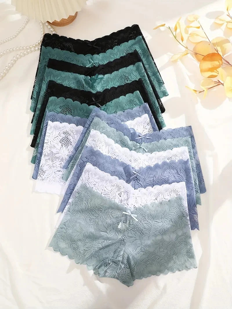 14Pcs/Set Women Lace Boyshorts Sexy Underpants Low Rise Panties Ladies Fashion Floral Lace Underwear S-XL Girls Panty Intimates