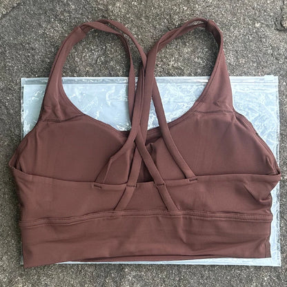 Solid Color Women Cross Back  Bra Fitness Underwear Soft Fitness Sport Bra Top Gym Yoga Athletic Workout With Chest Pad