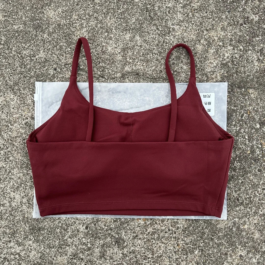 Solid Color Women Fitness Sports Bra Top Gym Yoga triangle backless Athletic Back Cutout Cross Tight Workout Soft With Chest Pad