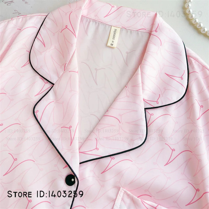 Elegant Silk Satin Women Pajamas Set Lounge Wear Sexy Lingerie Long Sleeve Trouser Pijamas Suit Loose Casual Sleepwear Homewear