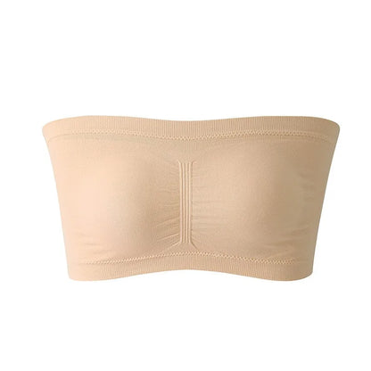 Ladies' Stretch Strapless Bra Fashion Solid Color Invisible Beauty Back Anti-slip Bra Suitable For One-Shoulder Top and Dress