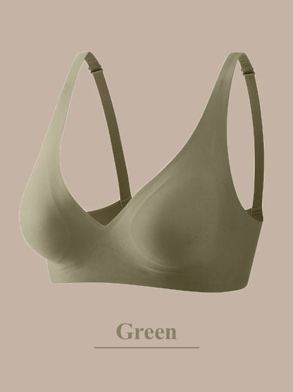 One-piece Seamless Bra Women Wireless Push Up Underwear Sexy Deep V Padded Bralette Female Comfortable Gather Lingerie Sleepwear