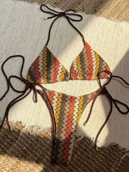 Contrast Mesh Halter Brazilian Bikini Women Swimwear Female Swimsuit Two-pieces Bikini set High Cut Bather Bathing Suit Swim
