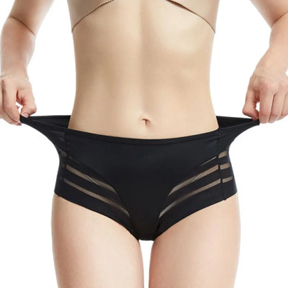 2Pcs/Set Ice Silk Tummy Control Panties Women High Rise Shapewear Pants Female Sexy Lingerie Slimming Underwear M-3XL Briefs