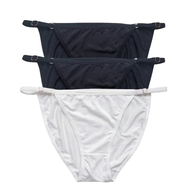 3Pcs/Set Ice Silk Panties Women Low Rise Briefs Brazilian Panties Solid Color Underwear Female Underpants Sexy Lingerie S-XL