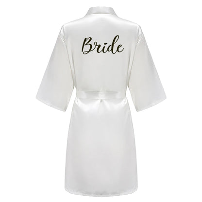 Black Women Silky Satin Robe Wedding Bridal Party Bride Bridesmaid Robes Kimono Loungewear Dressing Gowns