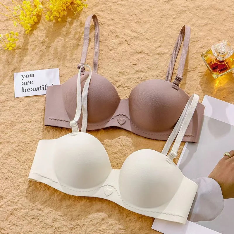 plus Size Seamless Wireless Bra Women's Sexy Plunge Padded Push-Up Smooth Large Size Bralette Comfortable Underwear for Women