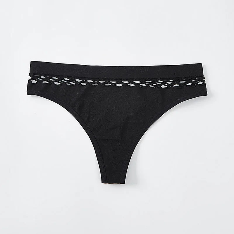1pcs Mid Waist Thongs Seamless Women's Panties Hottie G-String Lingeries Lady Comfort Hollow-out Briefs Female Shaper Underwears
