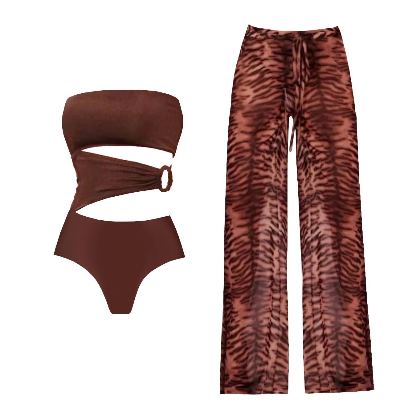 2025 New Arrival Push Up One Piece Swimsuit Ruffle Beach Wear Swimwear Women Wrap Skirt Swimsuit Cover Up Sexy Sarong Plage