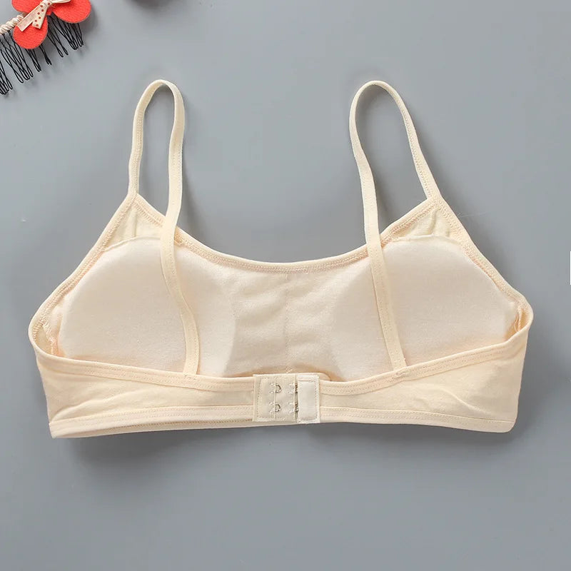 Girls Sports Bra Underwear Double Layer Thin Cotton Summer Suspender Bras with Breathable Sponge Pad No Steel Rings Training Bra