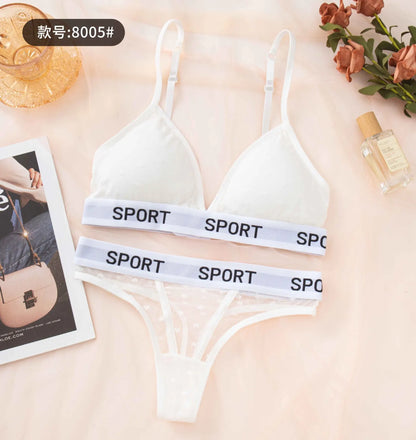 Women Lace Bra Set Sexy Lingerie Push Up Bralette Non-wire Bras Transparent Low Rise Thongs 3/4 Cup Female Underwear Set
