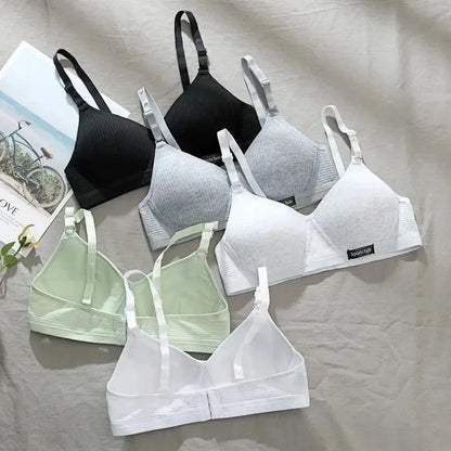 Cotton Women's AB Cup Bra Underwear Wireless Gathering Comfortable V-Bra Women's Upward Push Underwear