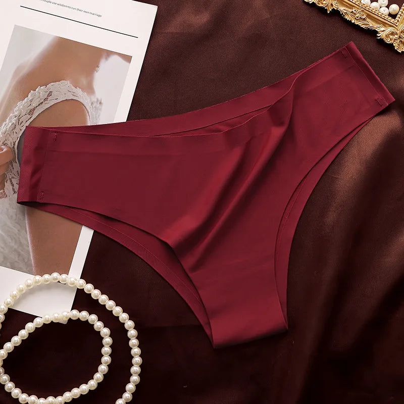1Pc Women Ice Silk Brazilian Panties Low Waist Briefs Seamless Underwear Comfort Soft Underpants Female Sexy Lingerie M-XL