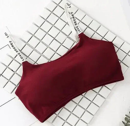 Women Active Bra Casual Top Letters Print Strap Cotton Top Fitness Gym Jogging Sleep Bra Girl Wire Free Bandeau Paded Bra Tops