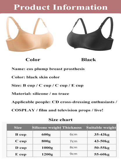 Female anchor fake chest bra women's Prosthesis underwear with breast pad sexy Lingerie Oversized silicone bras for Cosplay