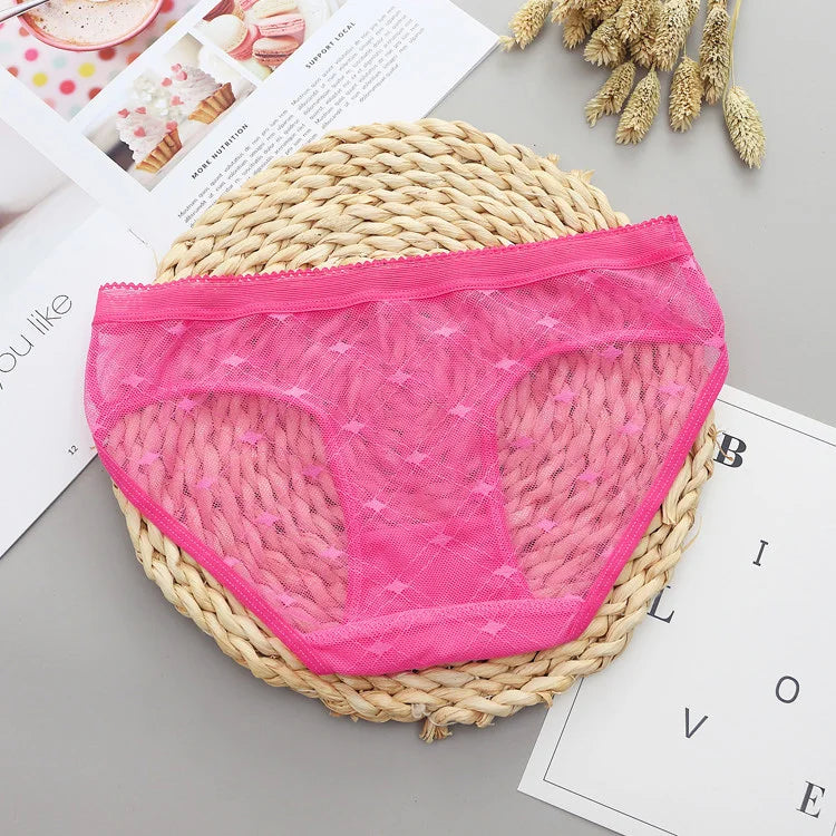 Women's panties Low-Rise Lace Hollow out Mesh Briefs Transparent Sexy Panties Girls Intimate Lingerie Underwear Women's panties