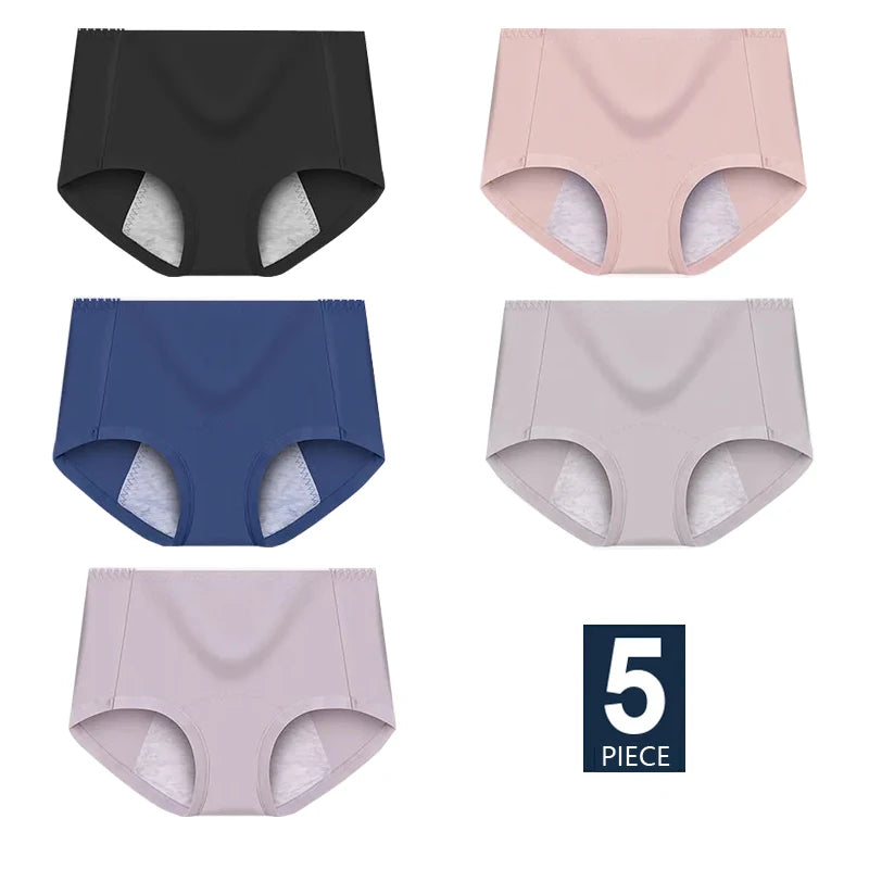 5Pcs Leak Proof Menstrual Women's Panties Cotton Physiological Briefs Widen Female Lingerie Period Pants Mid Waist Underwear
