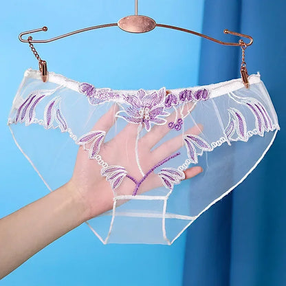 Sexy Transparent Women's Panties Super Thin Breathable Perspective Brief Underwear For Women Floral Mesh Female Lingerie Panty