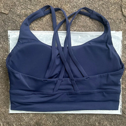 Solid Color Women Cross Back  Bra Fitness Underwear Soft Fitness Sport Bra Top Gym Yoga Athletic Workout With Chest Pad