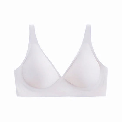 Women's Deep V Bras Wire-free Comfortable Bra Seamless Jelly Shirt T-shirt Gathering Brassiere Low-cut Seamless Underwear