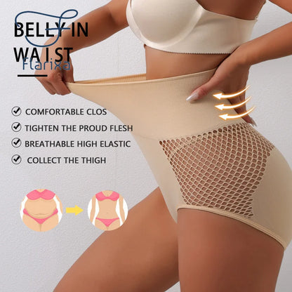Flarixa 1/2/3Pcs Hollow Belly Control Shapewear Women Panties High Waist Double Layer Tummy Shaper Heart-shaped Hip Lift Pants